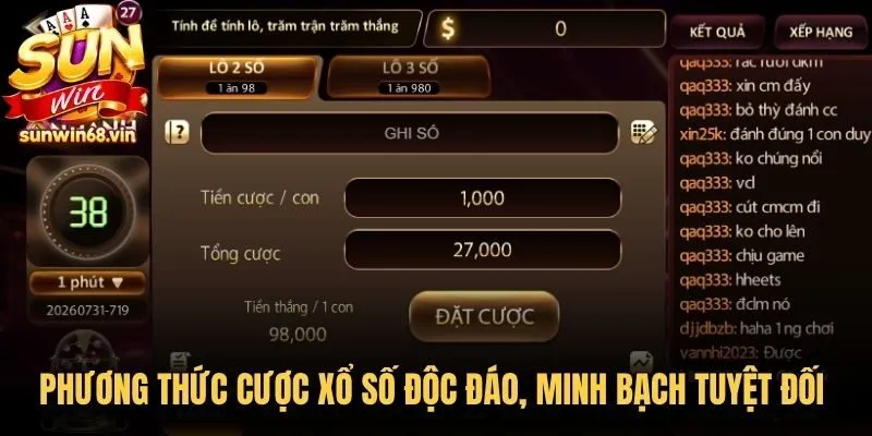 Phương thức cược xổ số độc đáo, minh bạch tuyệt đối hàng ngày